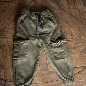 Mini Panda Olive Green Kids Cargo Pants 4T